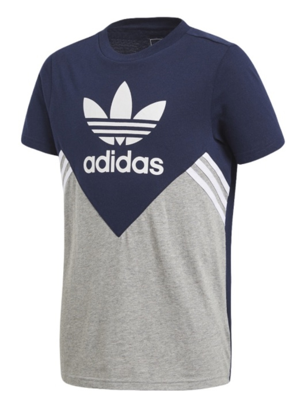 Adidas Navy and Gray Trefoil Colorblock Kids Tee